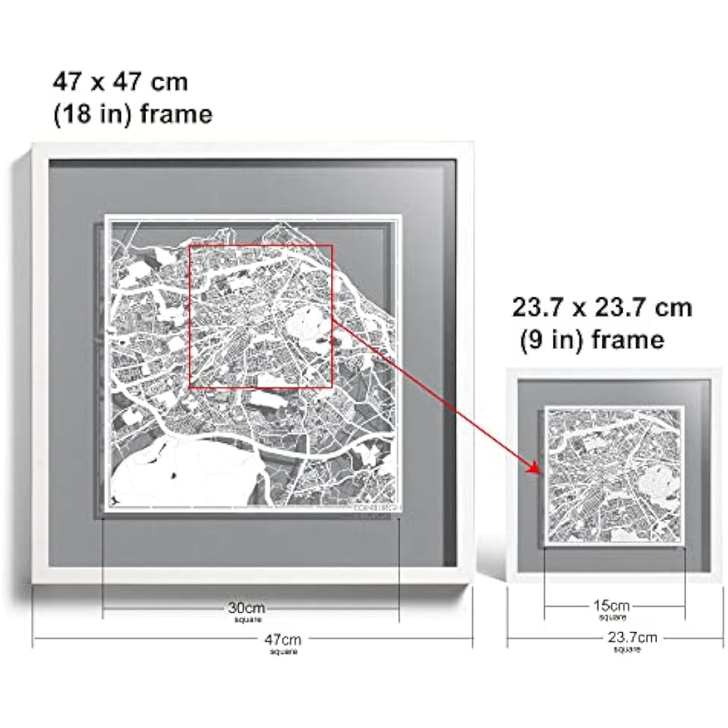 Edinburgh Marco de Papel para Mapas –  Arte de Pared 9x9"