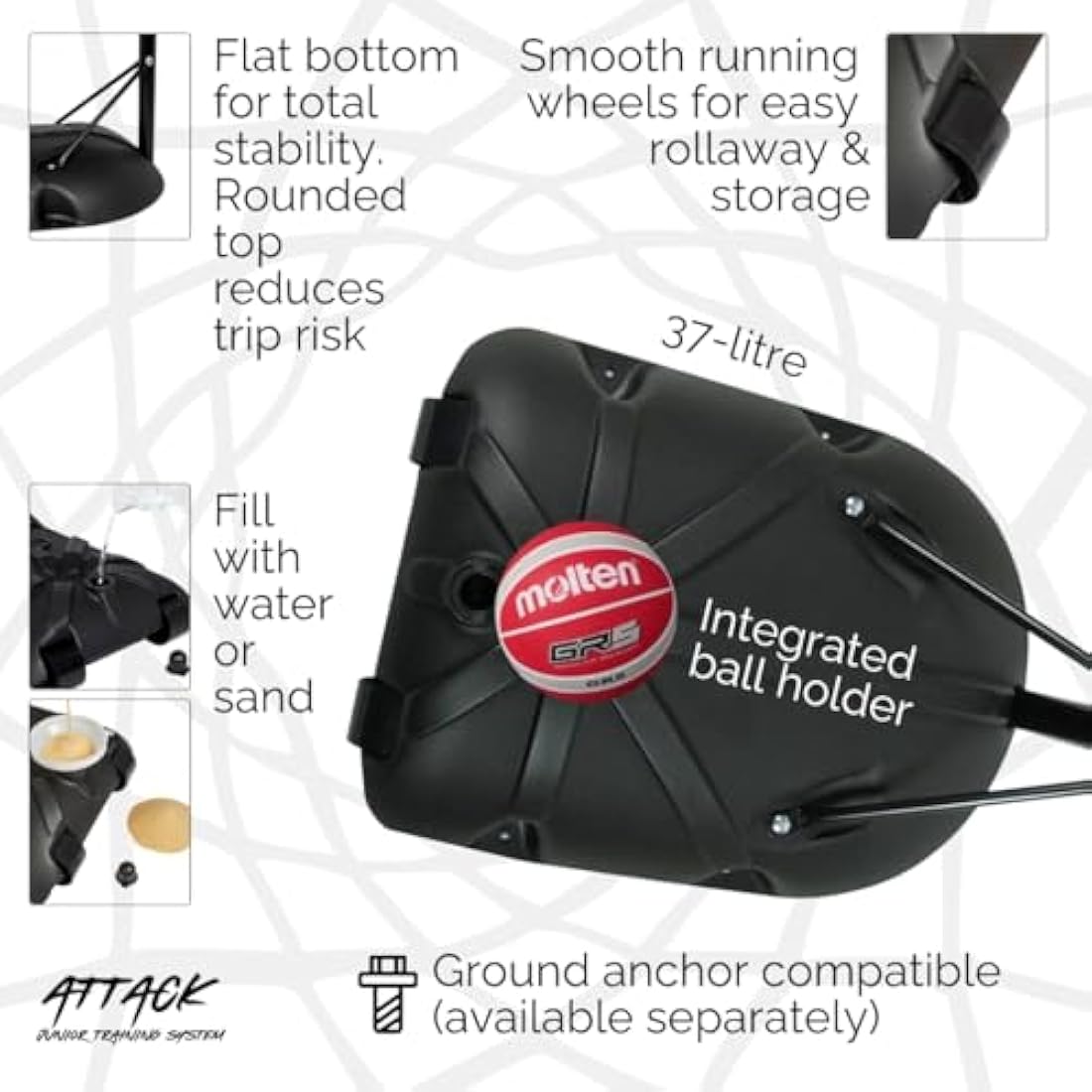 NET1 Attack Youth Portable Basketball Hoop | Adjustable 2.0m-2.6m