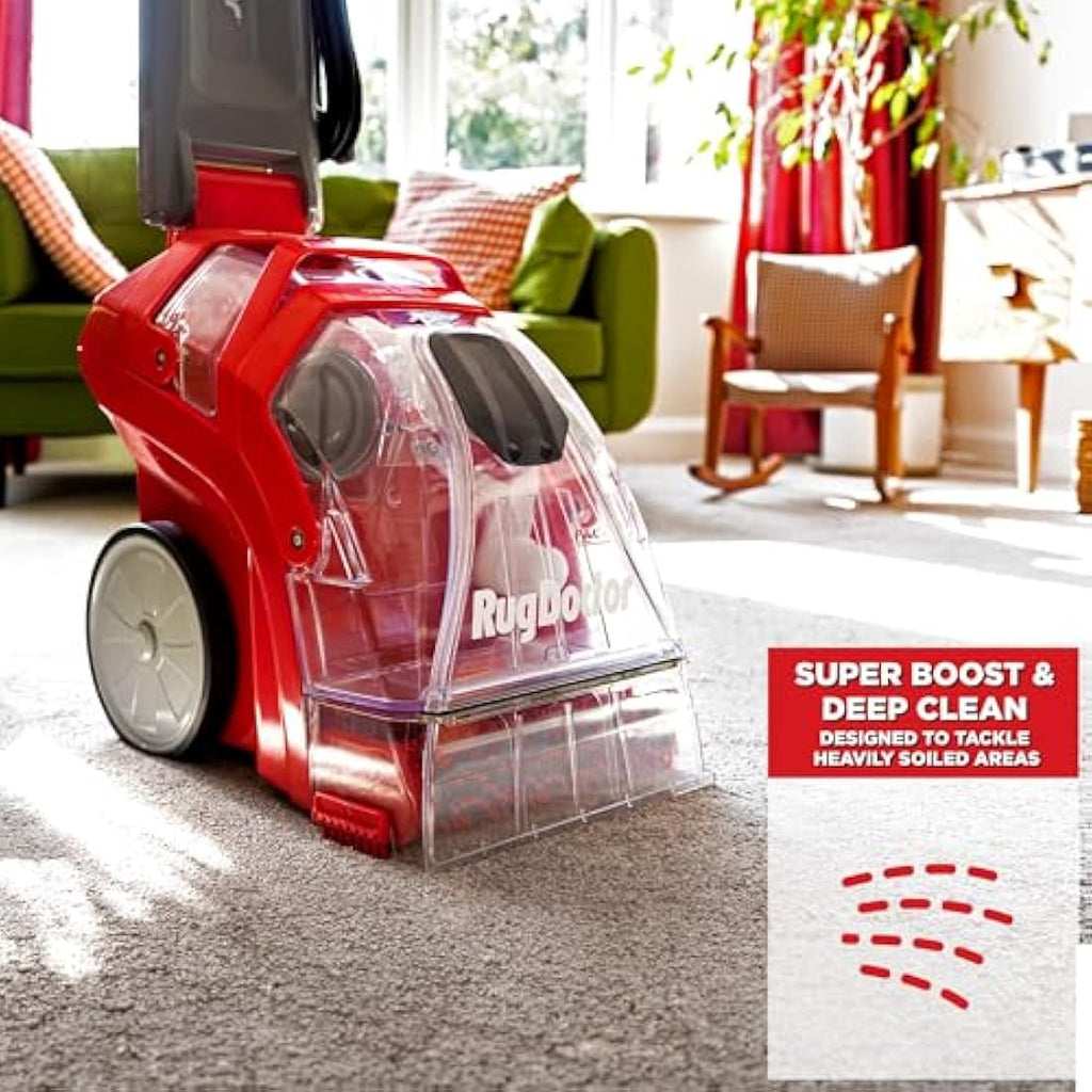 Rug Doctor Deep Carpet Cleaner – 1300W Powerful Suction – Red/Grey