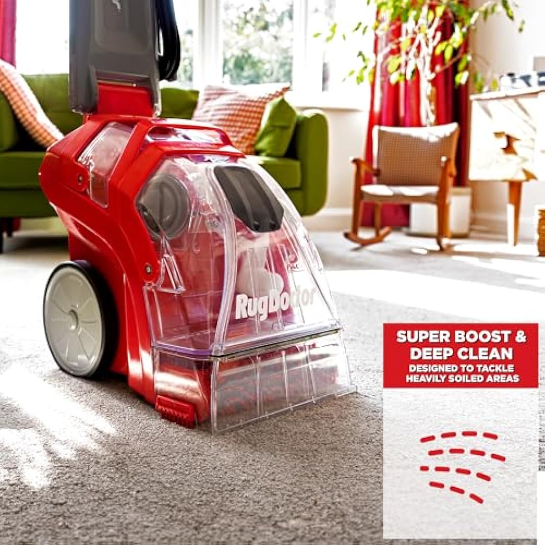 Rug Doctor Deep Carpet Cleaner – 1300W Powerful Suction – Red/Grey
