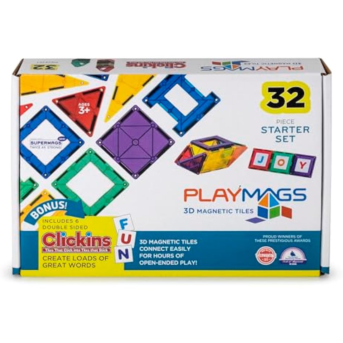 Playmags 38-Piece Magnetic Building Tiles Set – Educational STEM Toys