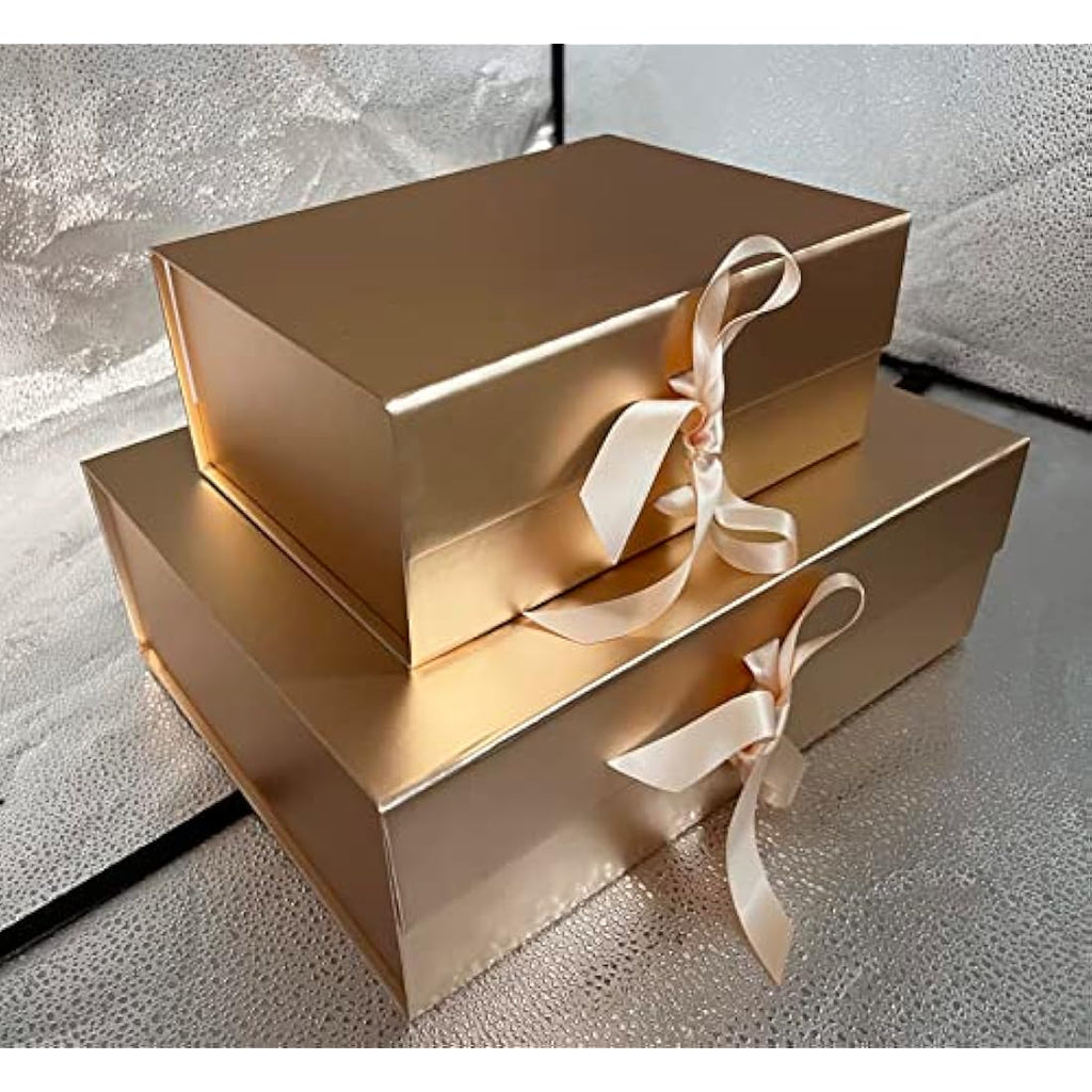Rose Gold Magnetic Gift Box with Ribbon – Large 33x26x11cm