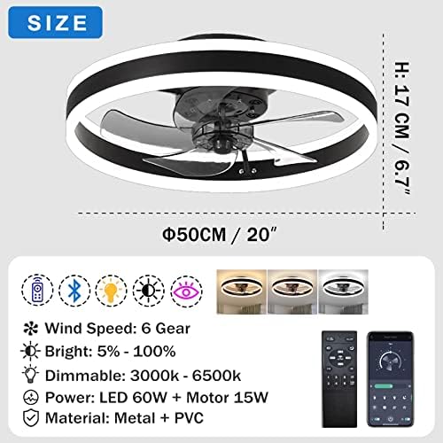Jolof Store LED Ceiling Fan with Light – 50CM Modern Reversible Fan