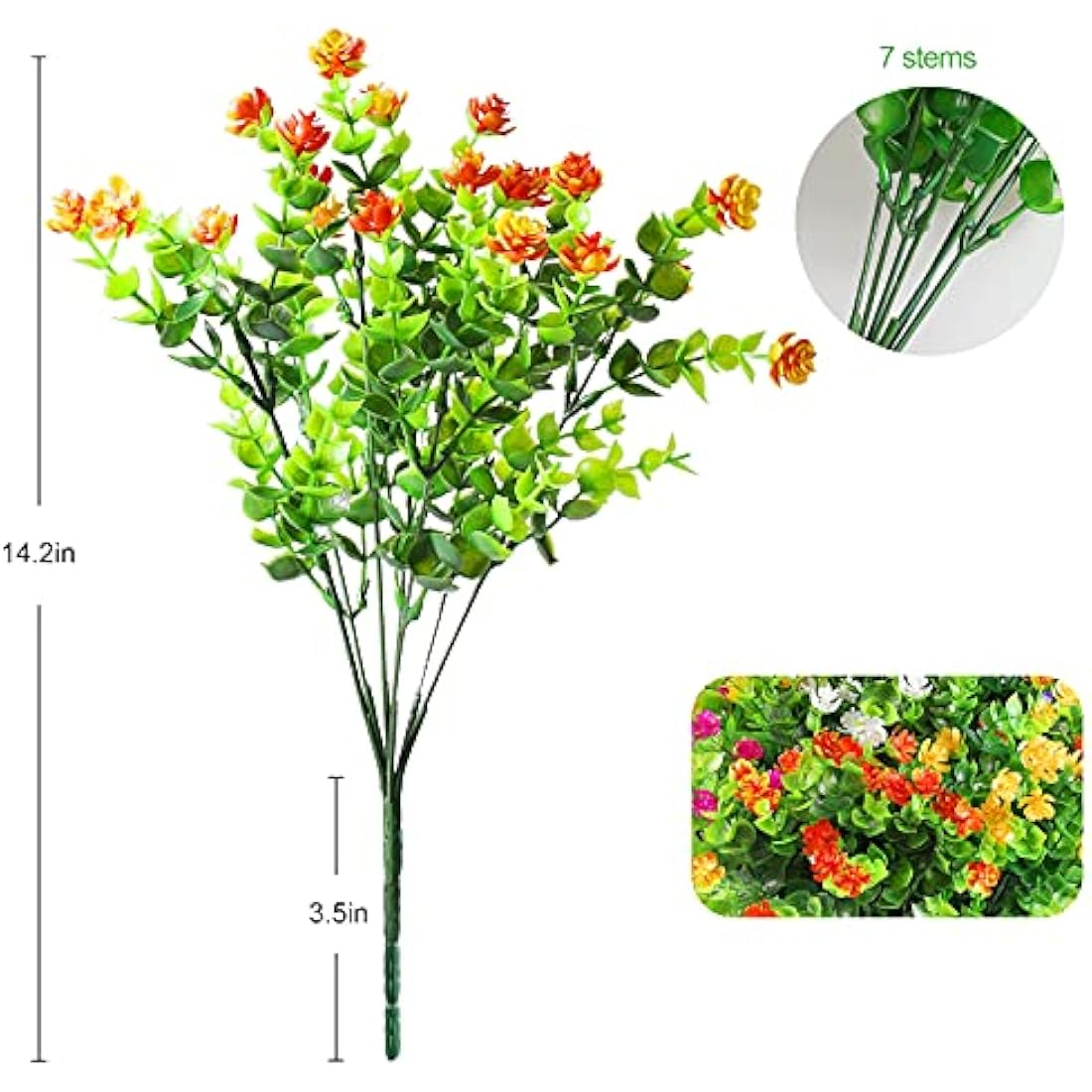12 Bundles Artificial Flowers – UV Resistant Faux Plants