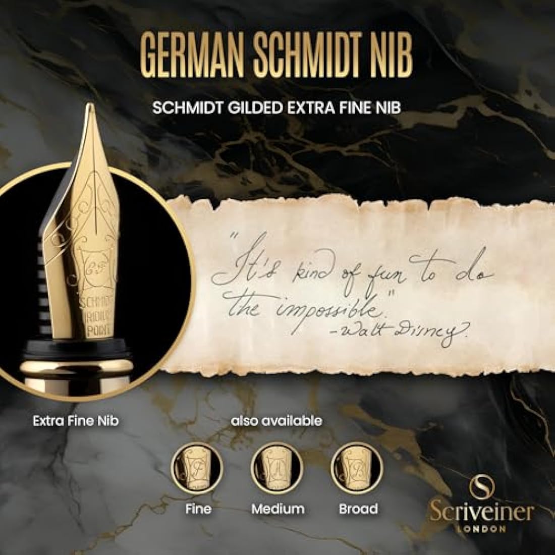 Jolof Store Black Lacquer Fountain Pen | Gold Plating, Extra Fine Nib