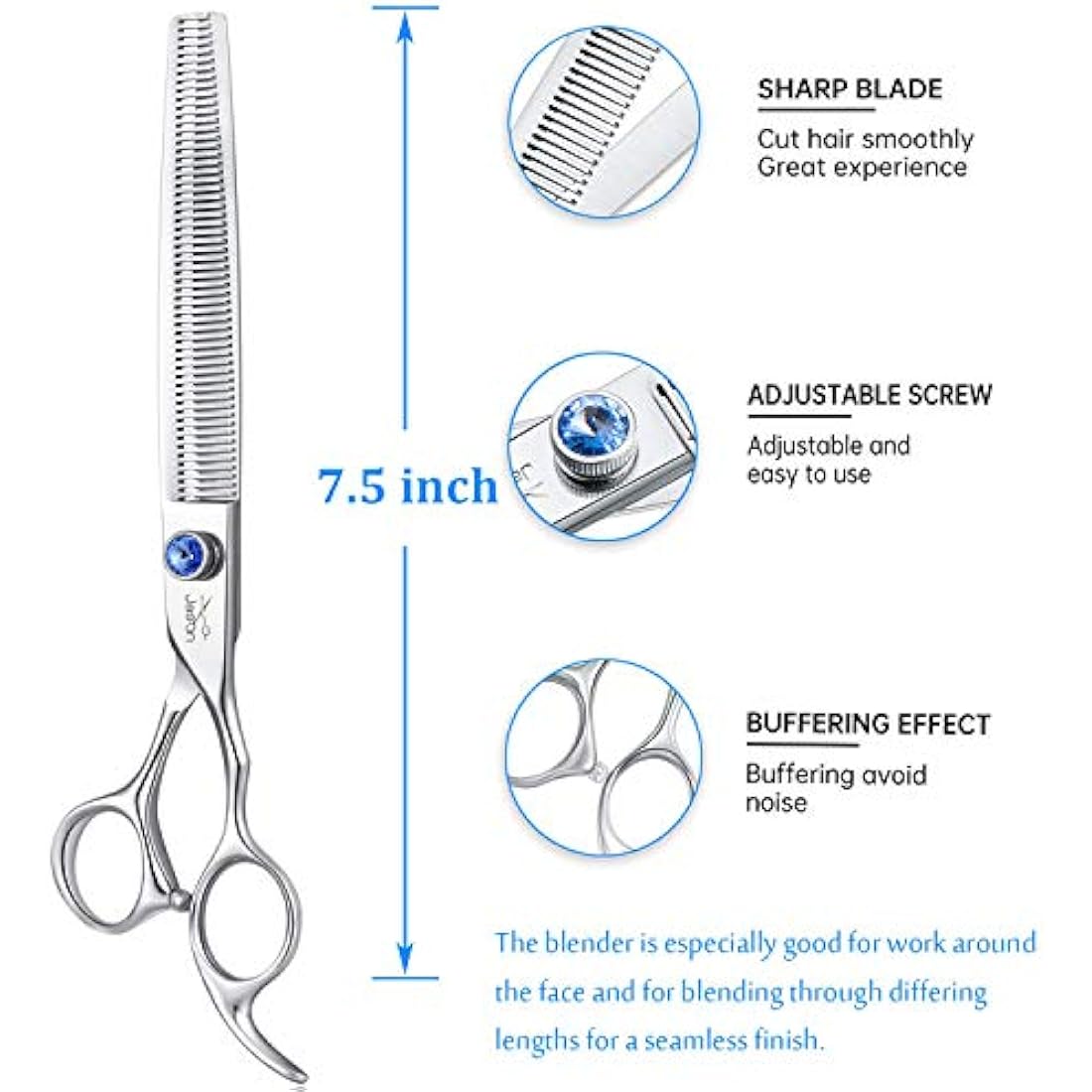 JASON 7.5" Dog Grooming Blending Scissors | 56 Teeth Thinning Shears