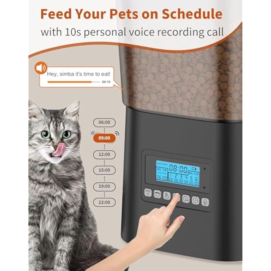 HoneyGuardian Automatic Cat Feeder for Two Pets | 3.5L Dual Bowl Dispenser