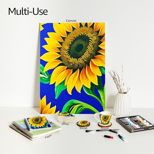 Elan Professional Acrylic Paint Set - 24 Non-Toxic 60ml Tubes for Canvas