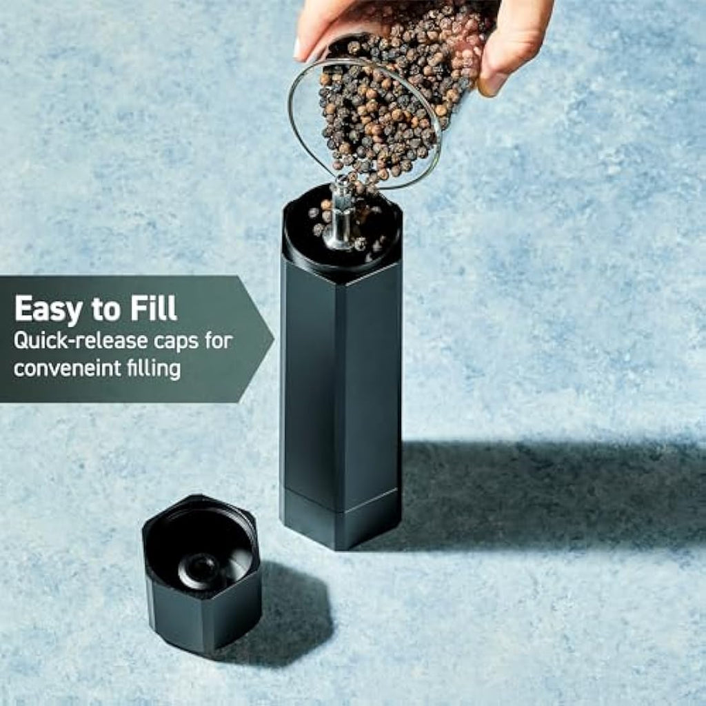HexClad HexMill Pepper Grinder – Aluminum Matte Black Burr Mill