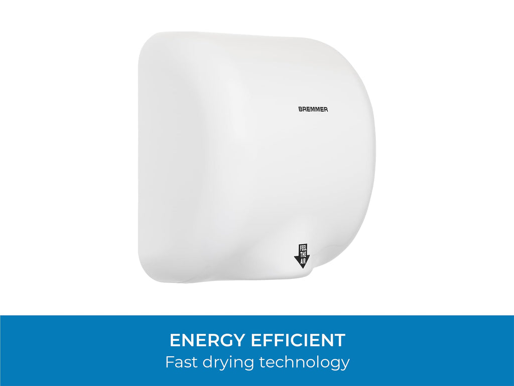 Bremmer Turbo Hand Dryer – High Velocity Eco Commercial Dryer (White)