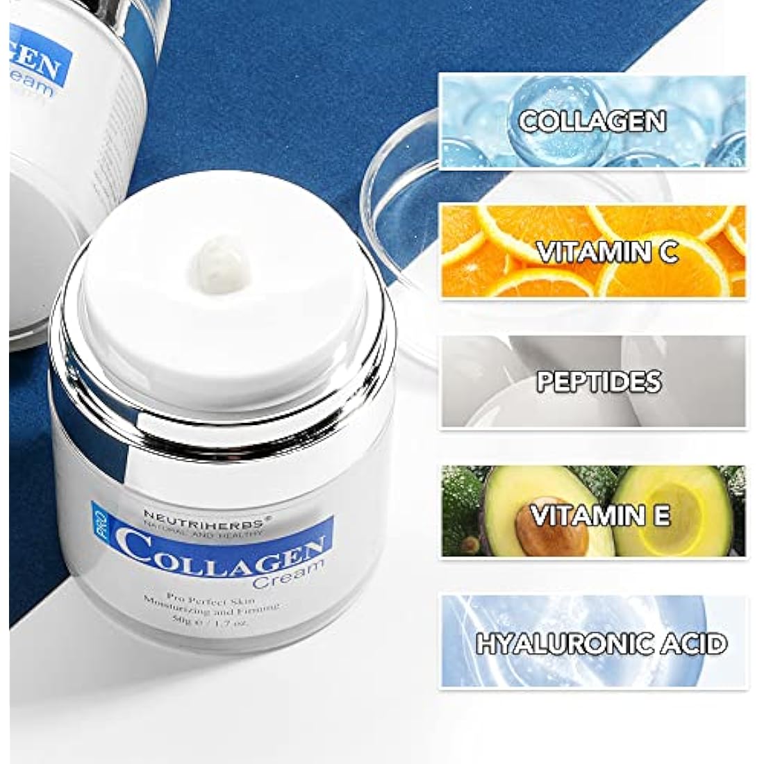 Neutriherbs Pro Collagen Face Cream | Anti-Aging Peptide Moisturizer 1.7oz