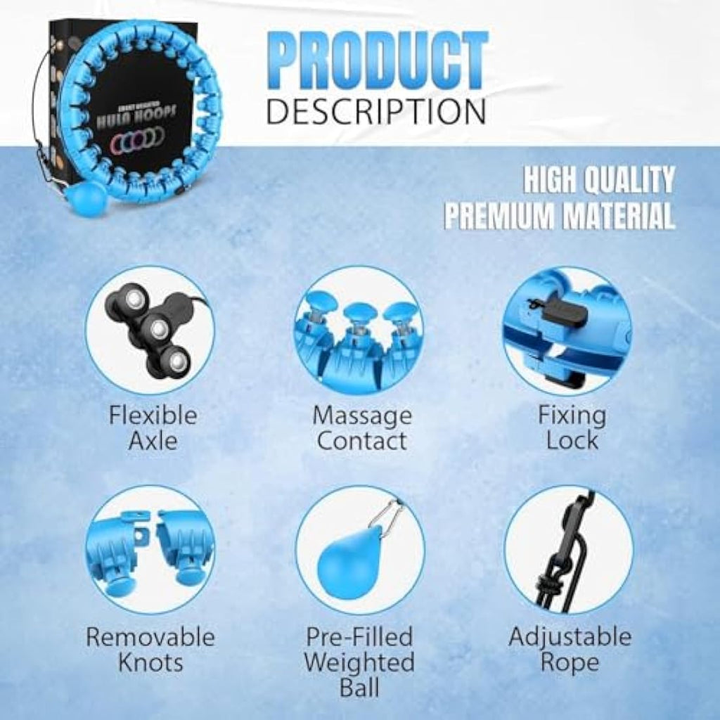 K-MART Smart Weighted Hula Hoop – 24 Detachable Knots for Fitness