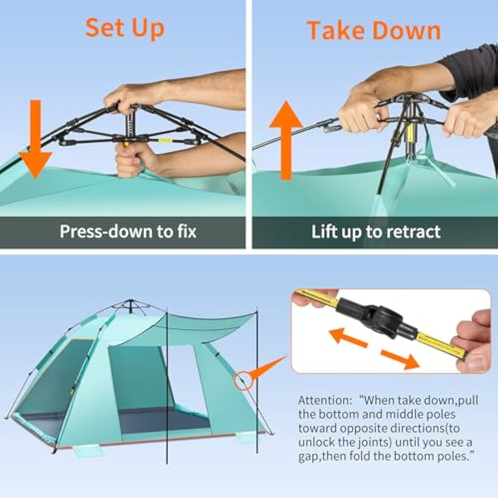 4-5 Person Instant Pop Up Beach Tent | UPF 50+ Sun Shelter