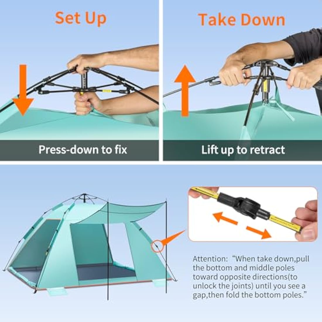 4-5 Person Instant Pop Up Beach Tent | UPF 50+ Sun Shelter