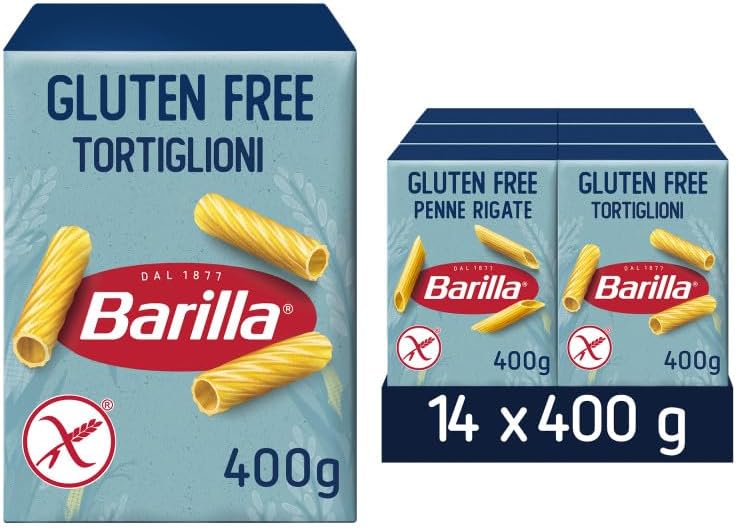 Barilla Gluten Free Tortiglioni Pasta – Corn & Rice, 14 x 400g Bulk