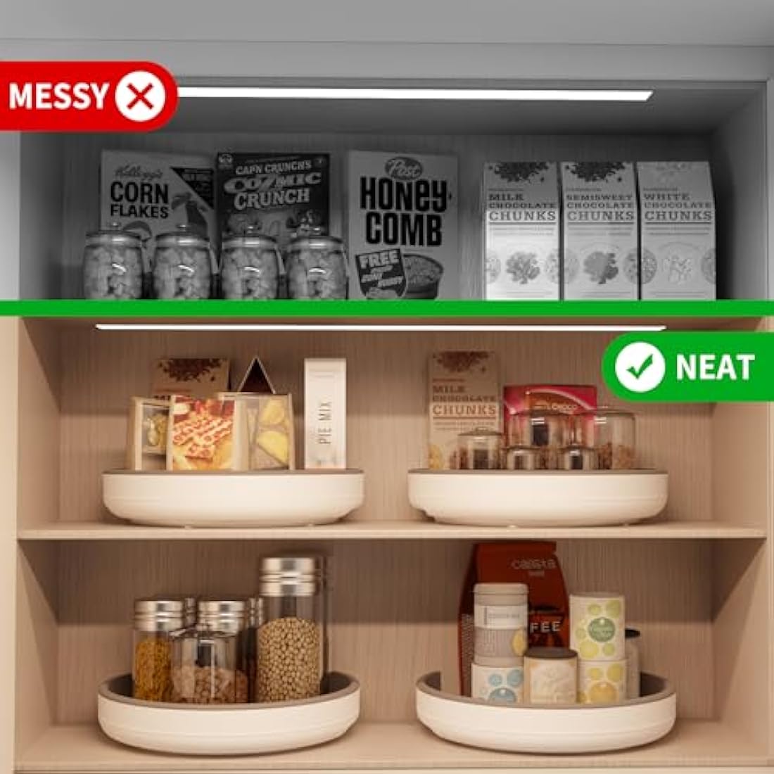Jolof Store 4-Pack 10-Inch Non-Skid Lazy Susan Rotating Pantry Organizers