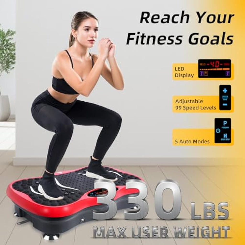 EVOLAND Vibration Plate Exercise Machine with Bluetooth & Resistance Bands