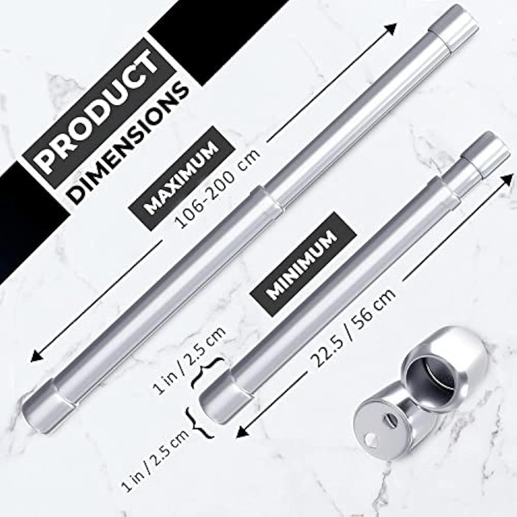 Rocoel Stainless Steel Extendable Wardrobe Rail – Heavy Duty (106-200cm)