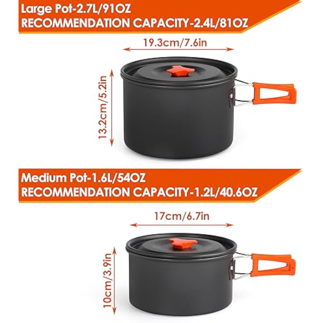 Camping Cookware Set | Anodized Aluminum Non-Stick Pot & Pan