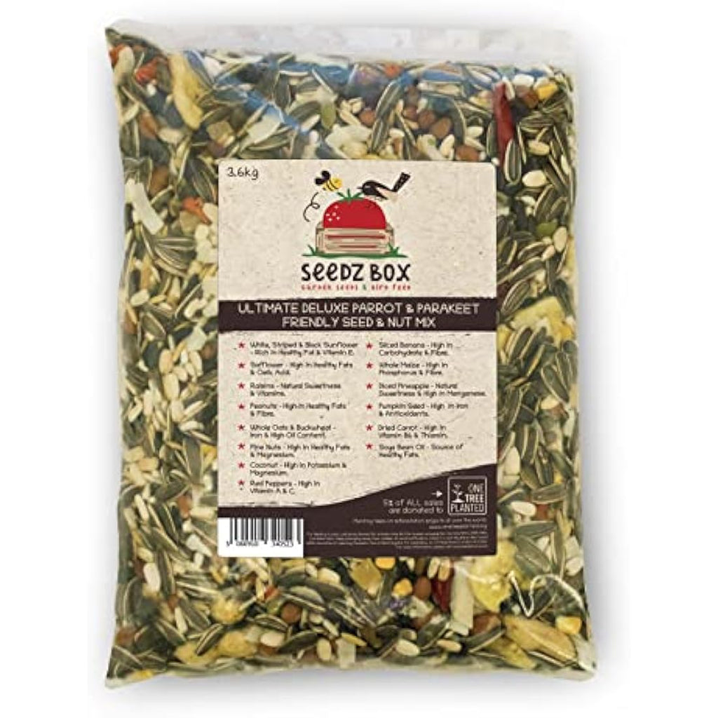 SeedzBox Parrot Food Seed and Nut Mix – Natural Feed for African Greys, 3.6kg