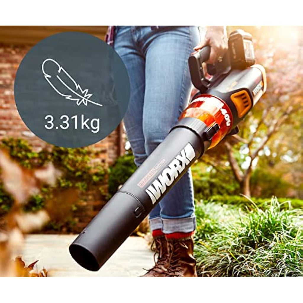 WORX WG584E.9 40V Brushless Leaf Blower | Cordless Turbine Fan