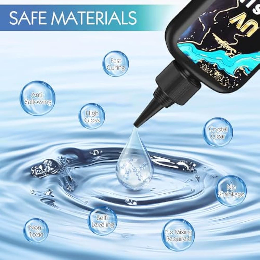 Suzzam UV Resin Kit with 30W Lamp - 300g Crystal Clear Jewelry Making Set