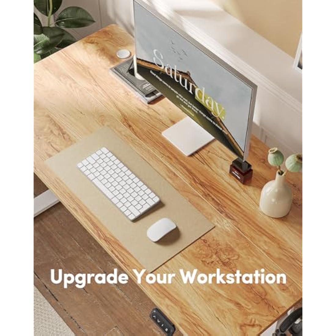 FEZIBO Electric Standing Desk | 60x120cm Light Brown Wood Grain