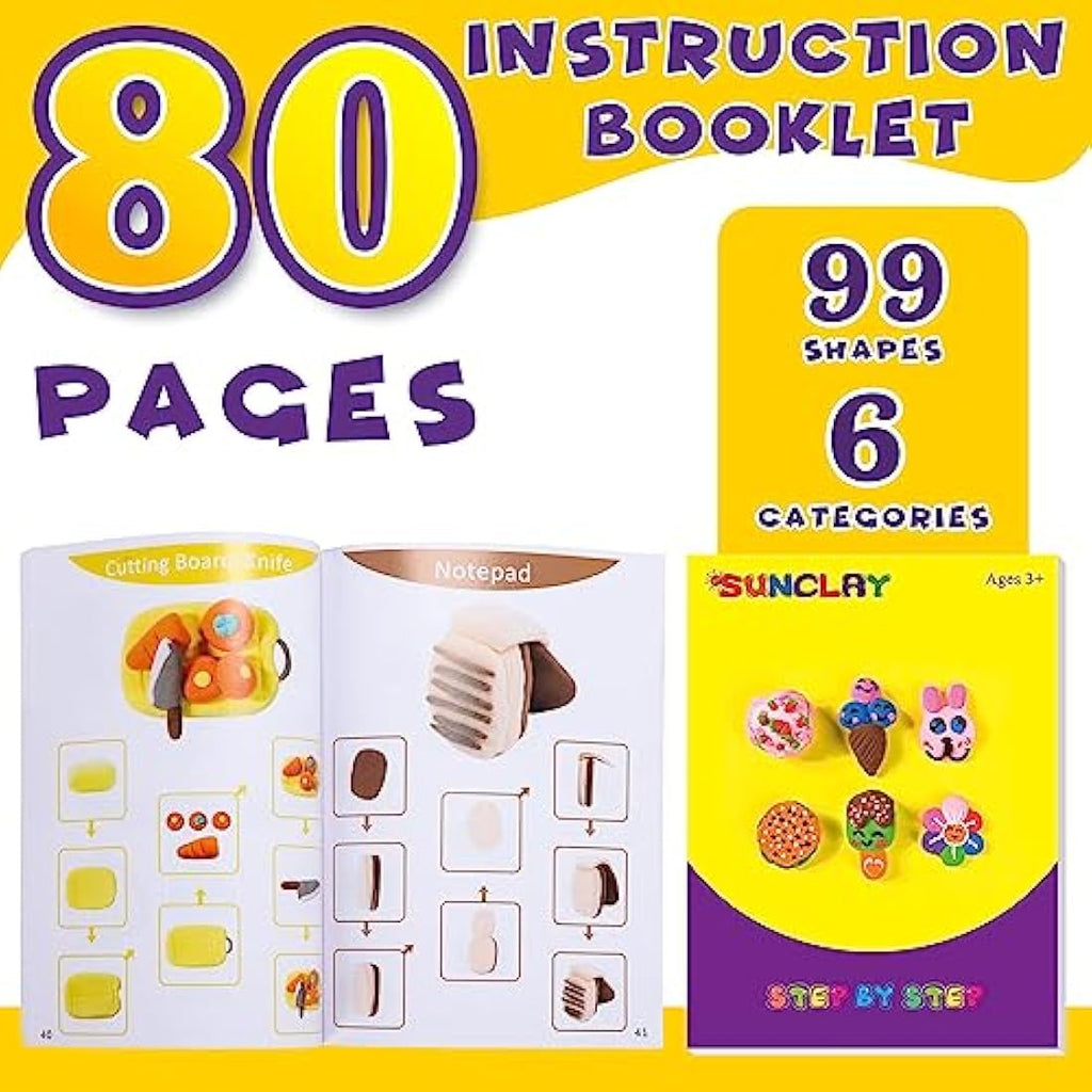 SUNCLAY Air Dry Clay Kit - 45 Colors with 80-Page Project Book & Tools