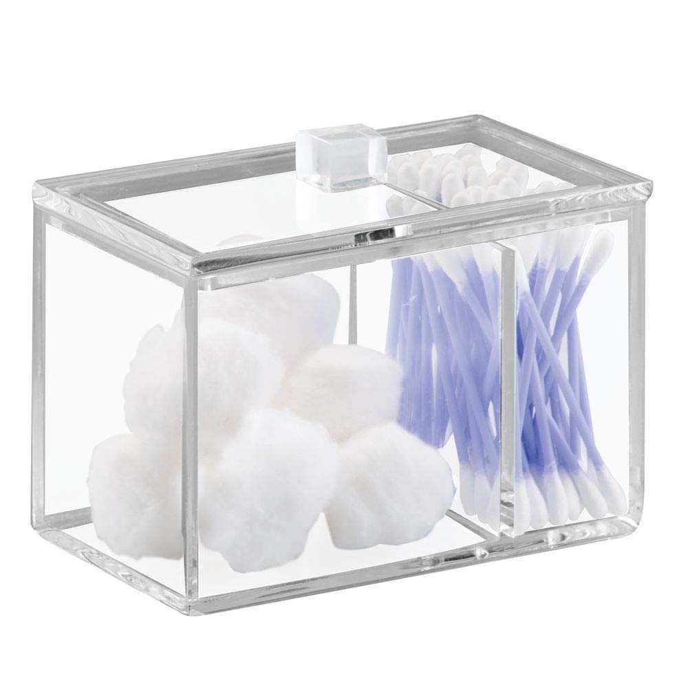 iDesign Divided Bathroom Canister | Clear Plastic Cosmetic Storage Box
