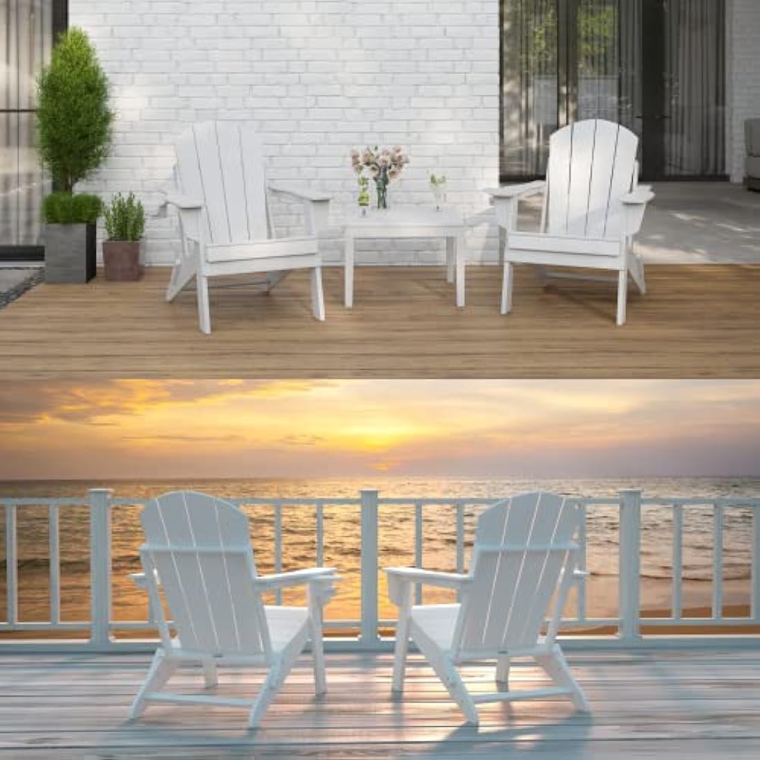 Jolof Store Folding Adirondack Chair – Weatherproof HDPE with Cup Holder