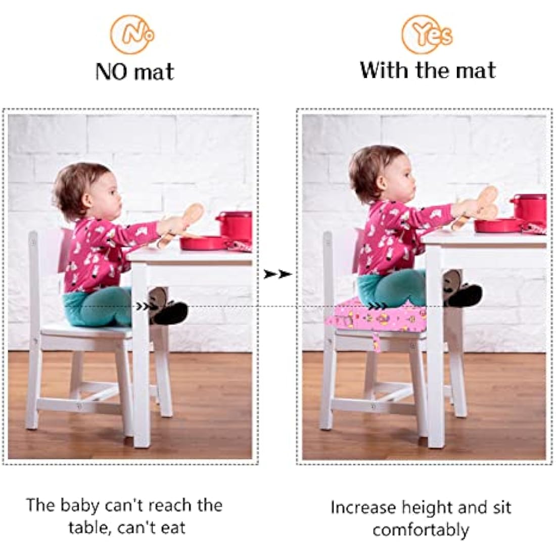 Baby Booster Seat for Dining Table – Non-Slip Pink Cushion