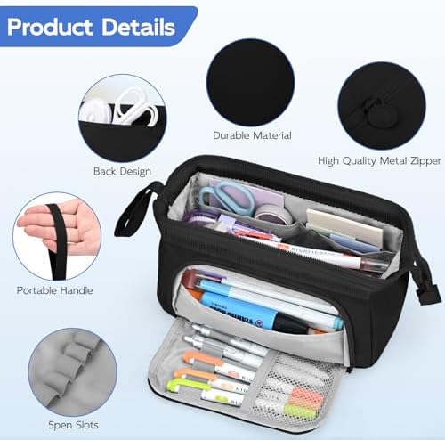 Mamowla Large Pencil Case | Durable Stationery Pouch for School