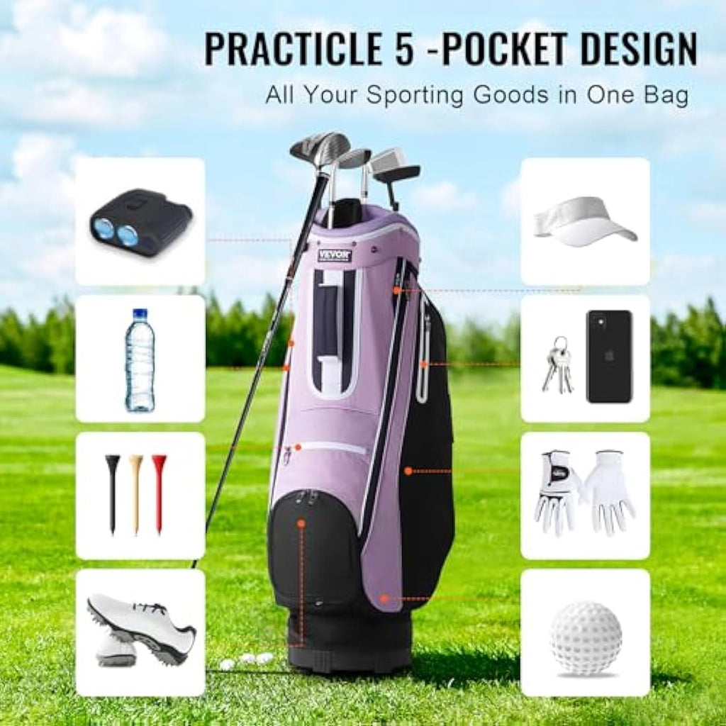 VEVOR 14-Way Golf Cart Bag | Waterproof 600D Nylon Organizer - Army Green