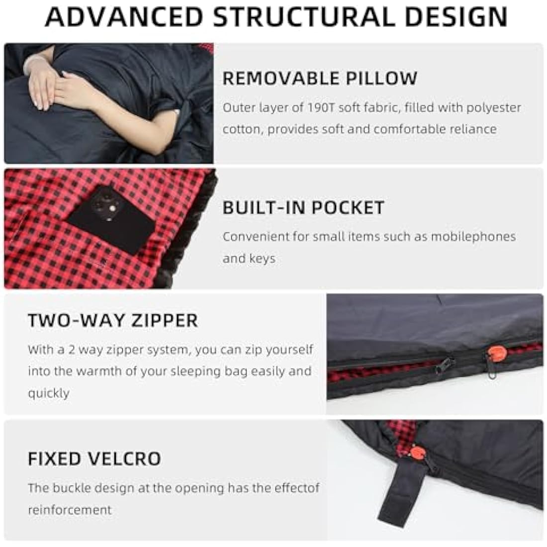 Peirhw XL Sleeping Bag – Extra Wide 3-Season Waterproof Cotton Camping Bag