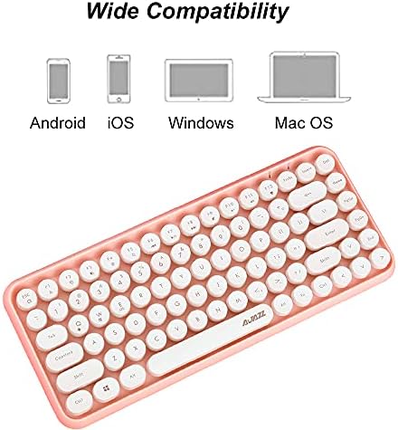 FELiCON 308i Retro Wireless Bluetooth Keyboard – 84-Key Typewriter – Pink