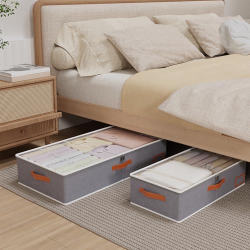 Yawinhe Under Bed Storage Bags - 2 Pack Foldable Oxford Cloth Organizers
