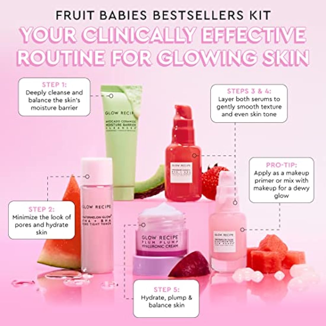 Glow Recipe Fruit Babies Skincare Kit – 5-Piece Mini Travel Beauty Set