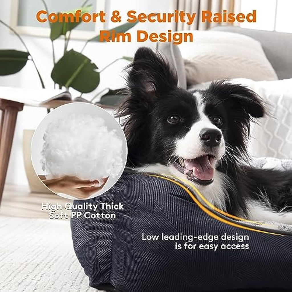 MIXJOY Large Dog Bed – Soft Plush Washable Pet Mat in Grey (76x61cm)