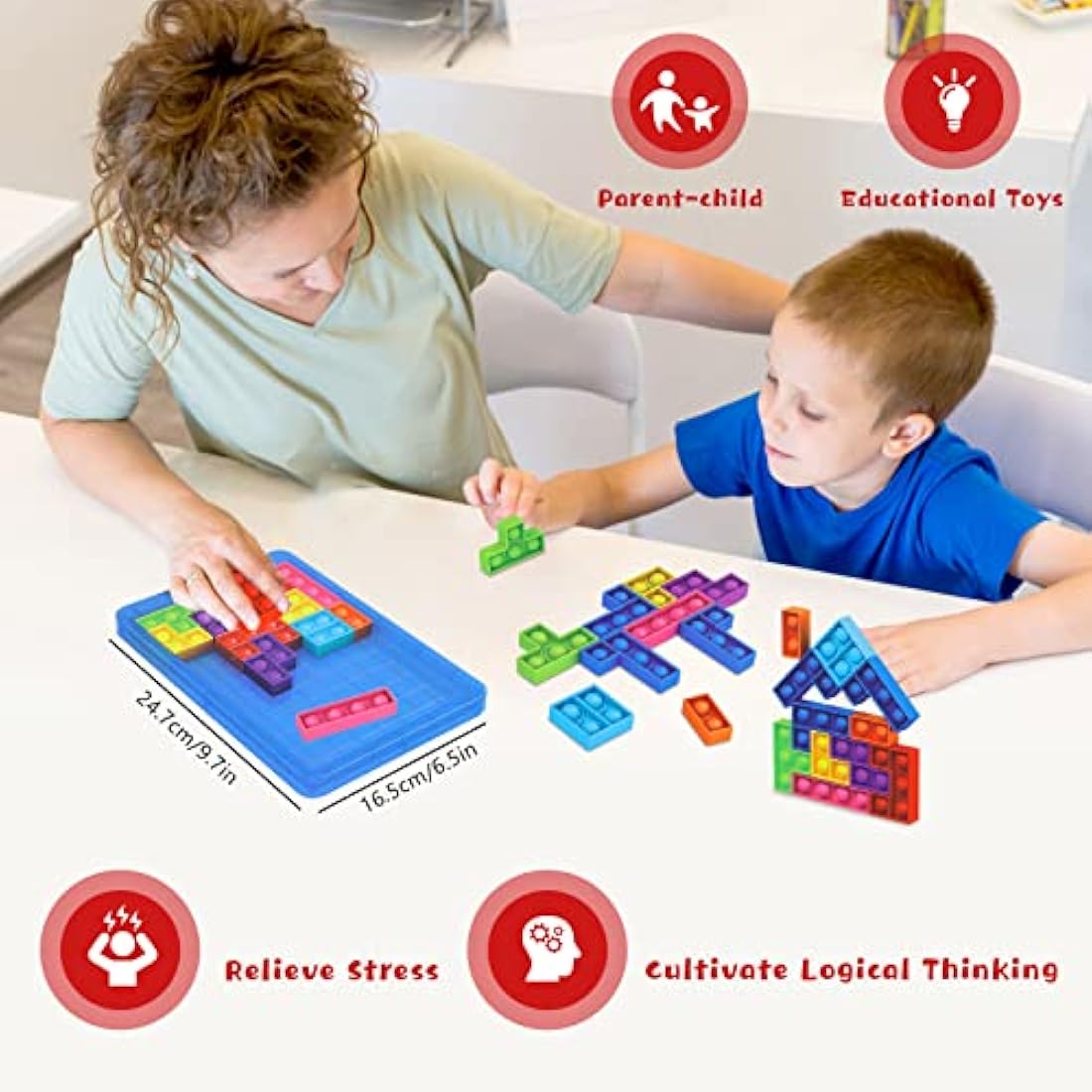Jolof Store Tetris Pop Puzzle – Silicone Sensory Fidget Toy for Kids