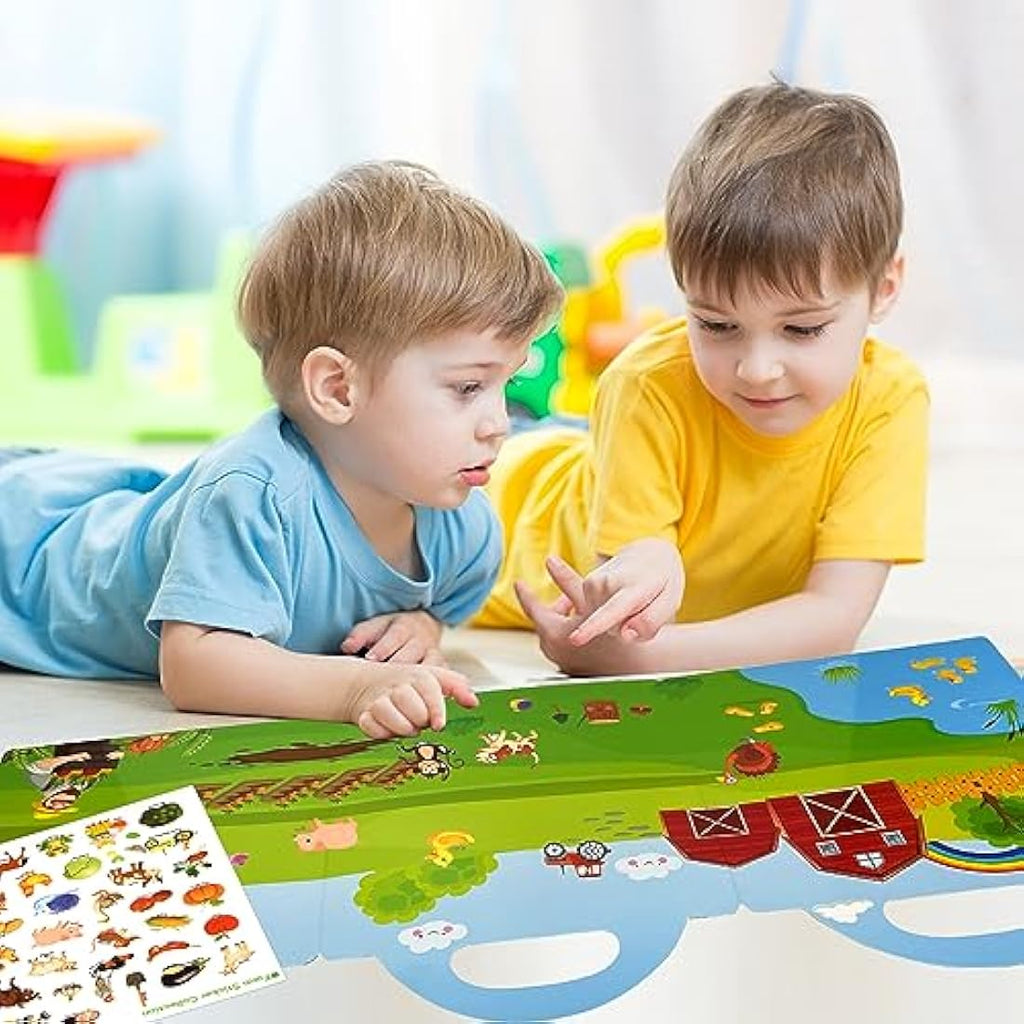 ASTARON Reusable 3D Puffy Sticker Book - 88 Pcs Farm Harvest Sensory Toy