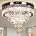 15.7" Modern K9 Crystal Chandelier – Dimmable LED Flush Mount