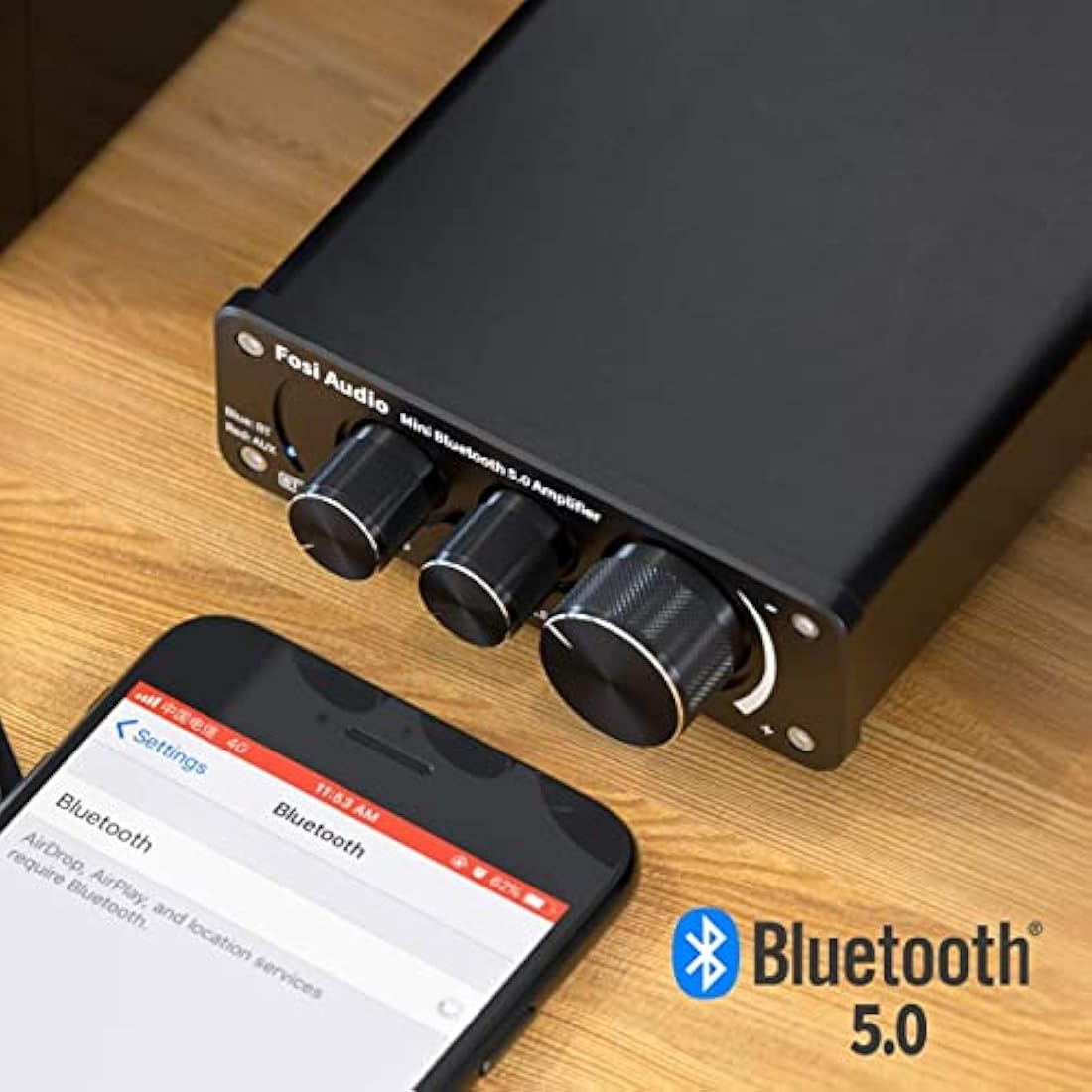 Fosi Audio BT10A Bluetooth 5.0 Mini Stereo Amplifier | 50W x 2 Hi-Fi Amp