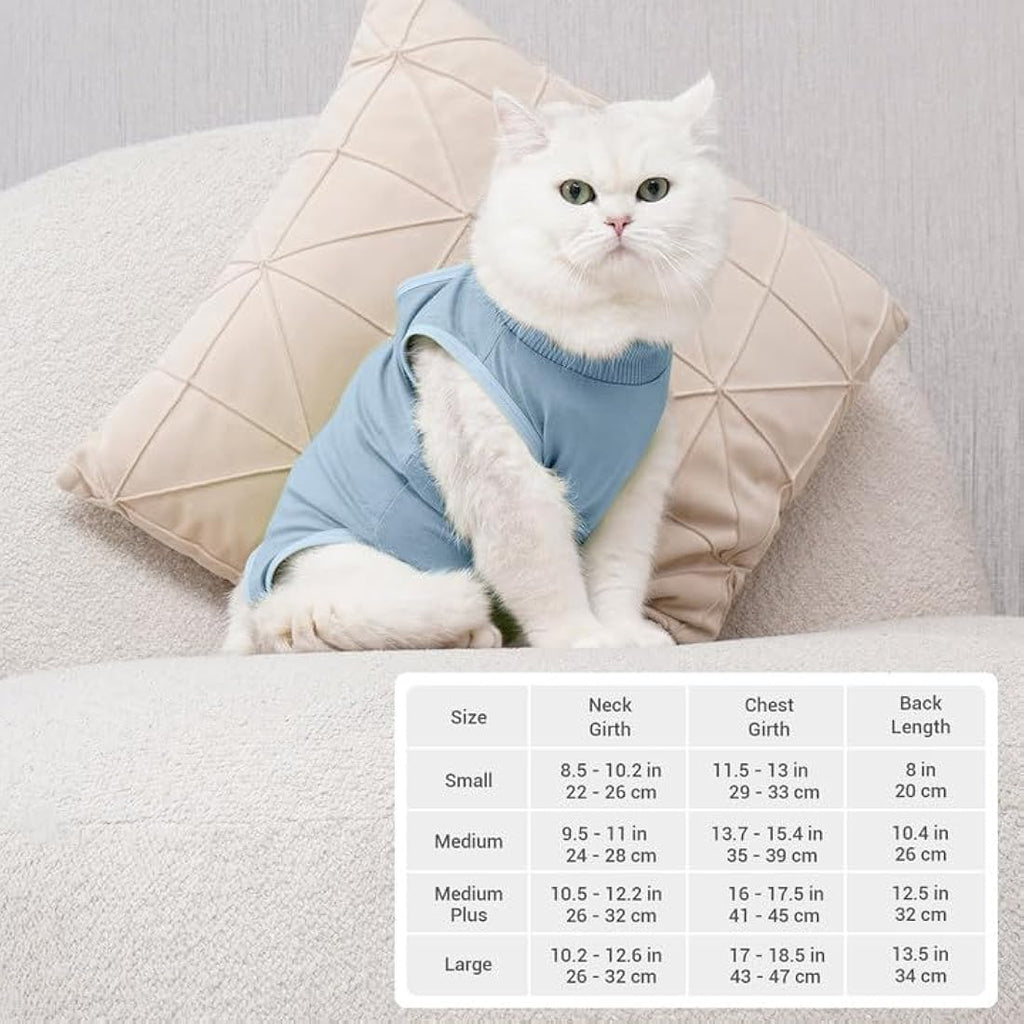 Avont Cat Recovery Suit | Breathable Post-Surgery Spay Shirt - Green (M)