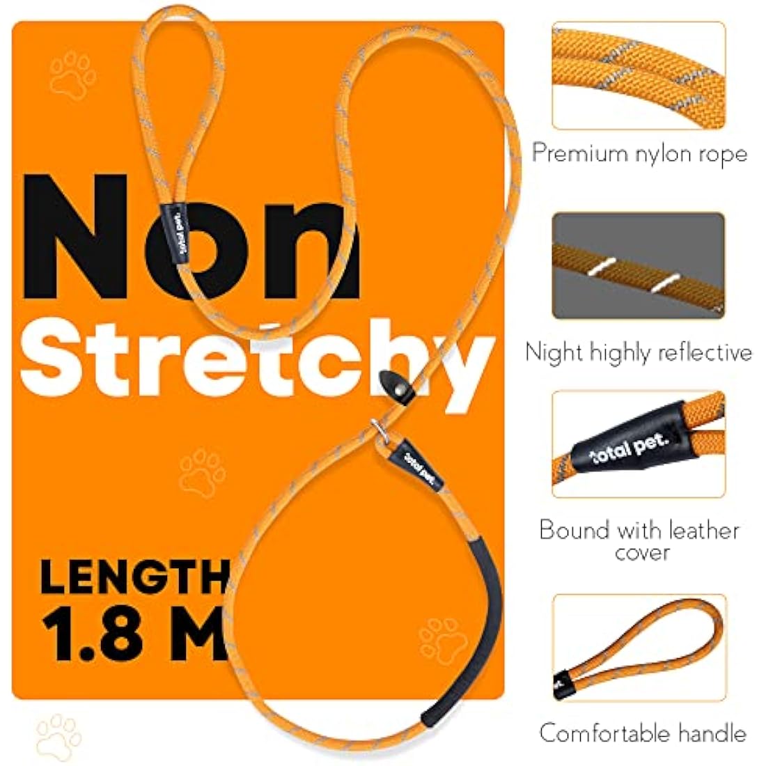 Padded Slip Lead – 1.8m Anti-Pull Rope Dog Training Leash