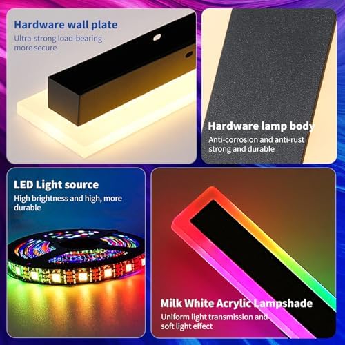 Mikeru 2-Pack RGB Outdoor Wall Light – IP65 Waterproof LED Sconce, 80CM