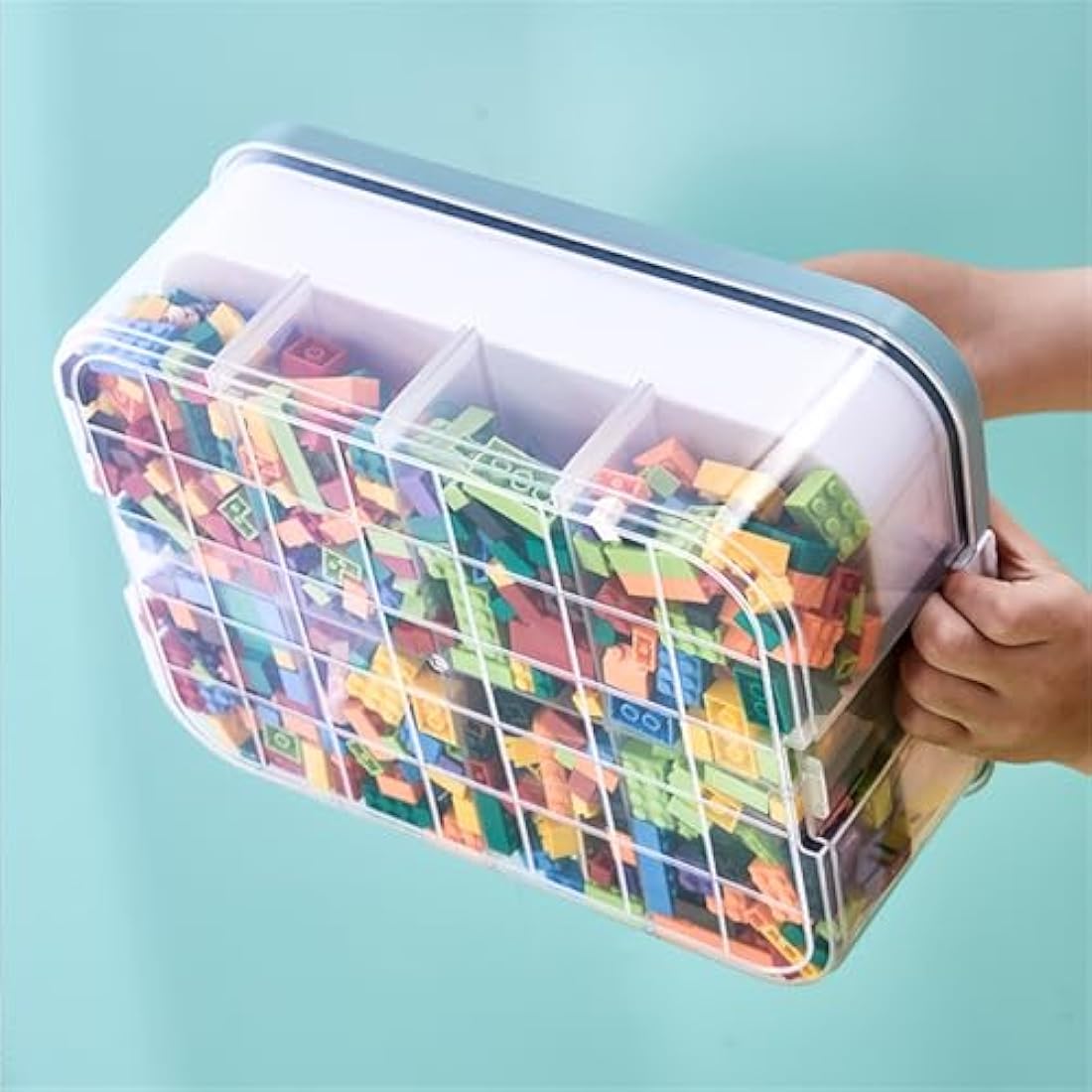 MueJah 3-Tier Stackable Lego Storage Organizer – Green Plastic Toy Bin