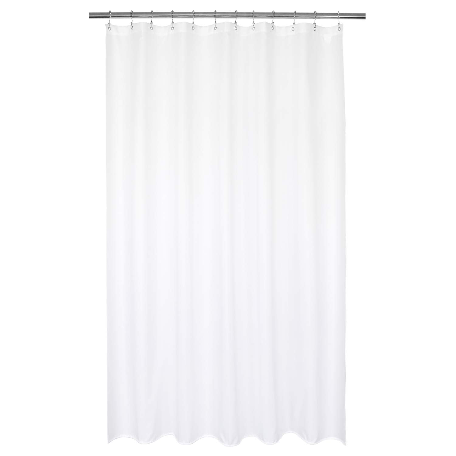 Barossa Design Waterproof Fabric Shower Curtain Liner, Extra Long, White