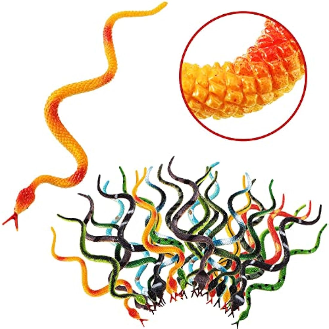Realistic Rubber Snakes – 24 Pack Fake Snake Prank Toys
