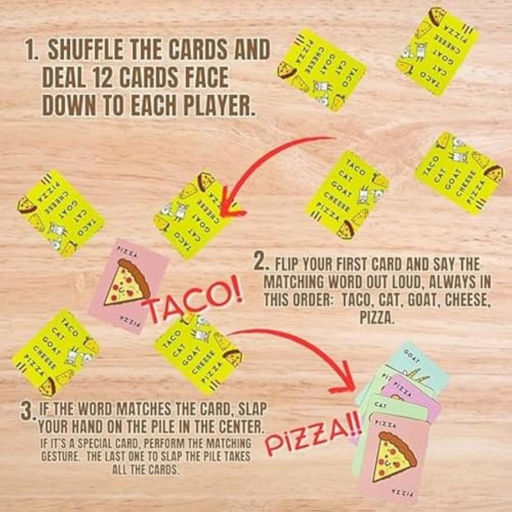 Blue Orange Taco Cat Goat Cheese Pizza Card Game - Fast Party Game