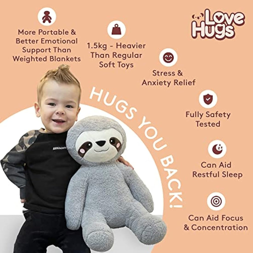 LoveHugs 1.5kg Weighted Sloth Plush – Therapeutic Anxiety Relief Toy